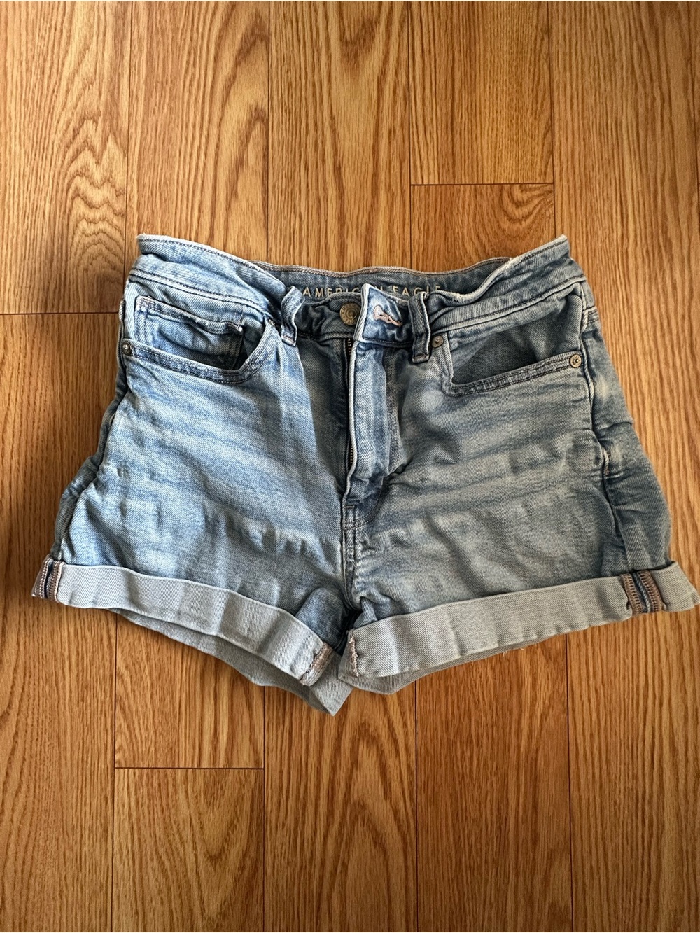 American Age Light Blue Rolled-Hem Denim Shorts